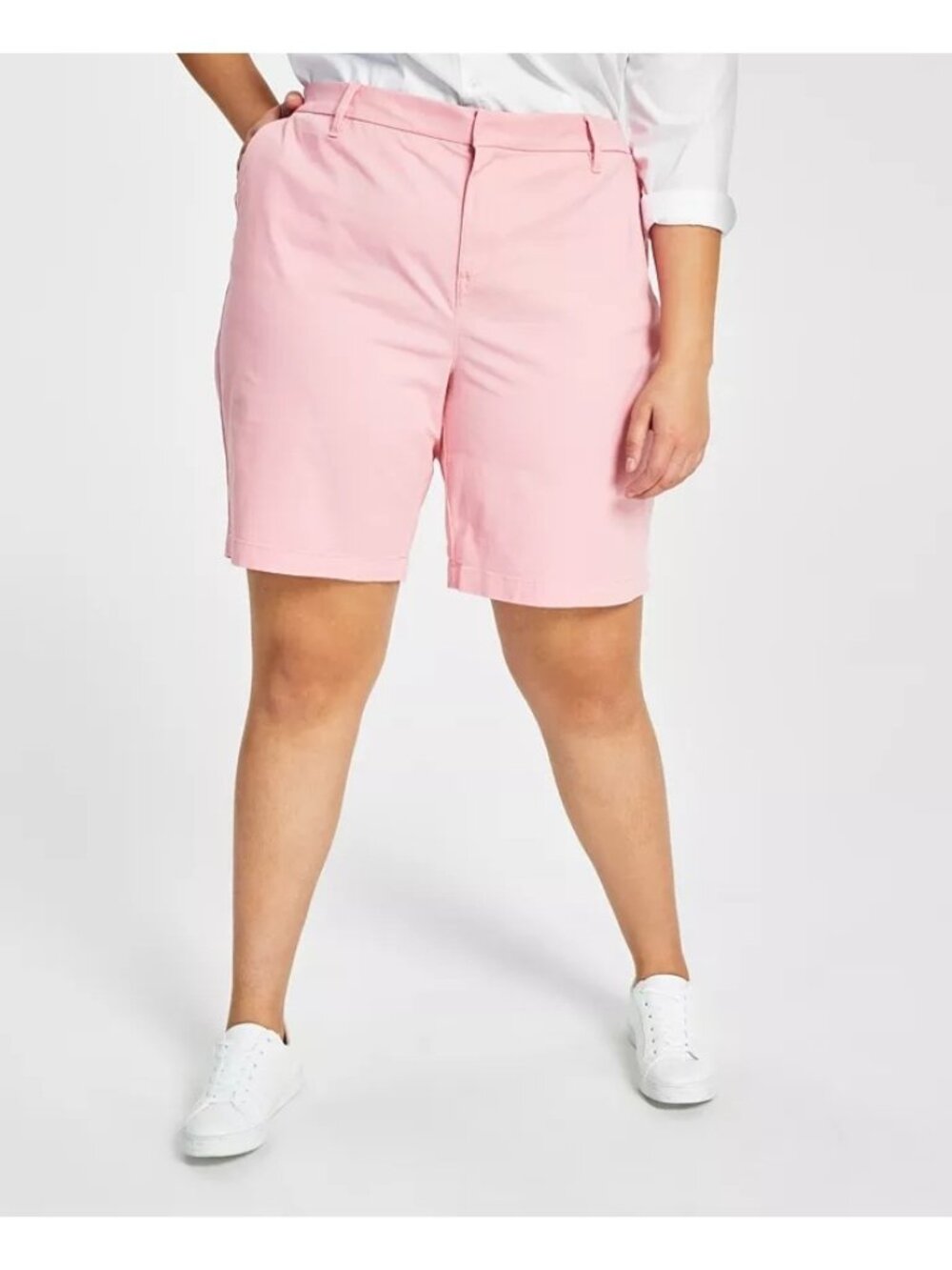 Tommy Hilfiger Womens Hollywood Bermuda Zipper Shorts English Rose Size 16W NWT